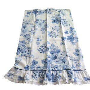 Vintage Cannon Standard Blue Floral Ruffled Pillowcase Cottage Cotton USA Made